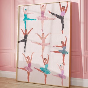 Balletcore Wall Art, Coquette Room Decor, Watercolor Bow Print, Dollette Wall Art, Pastel Blush Art Print, Vanilla Girl Aesthetic Decor Art