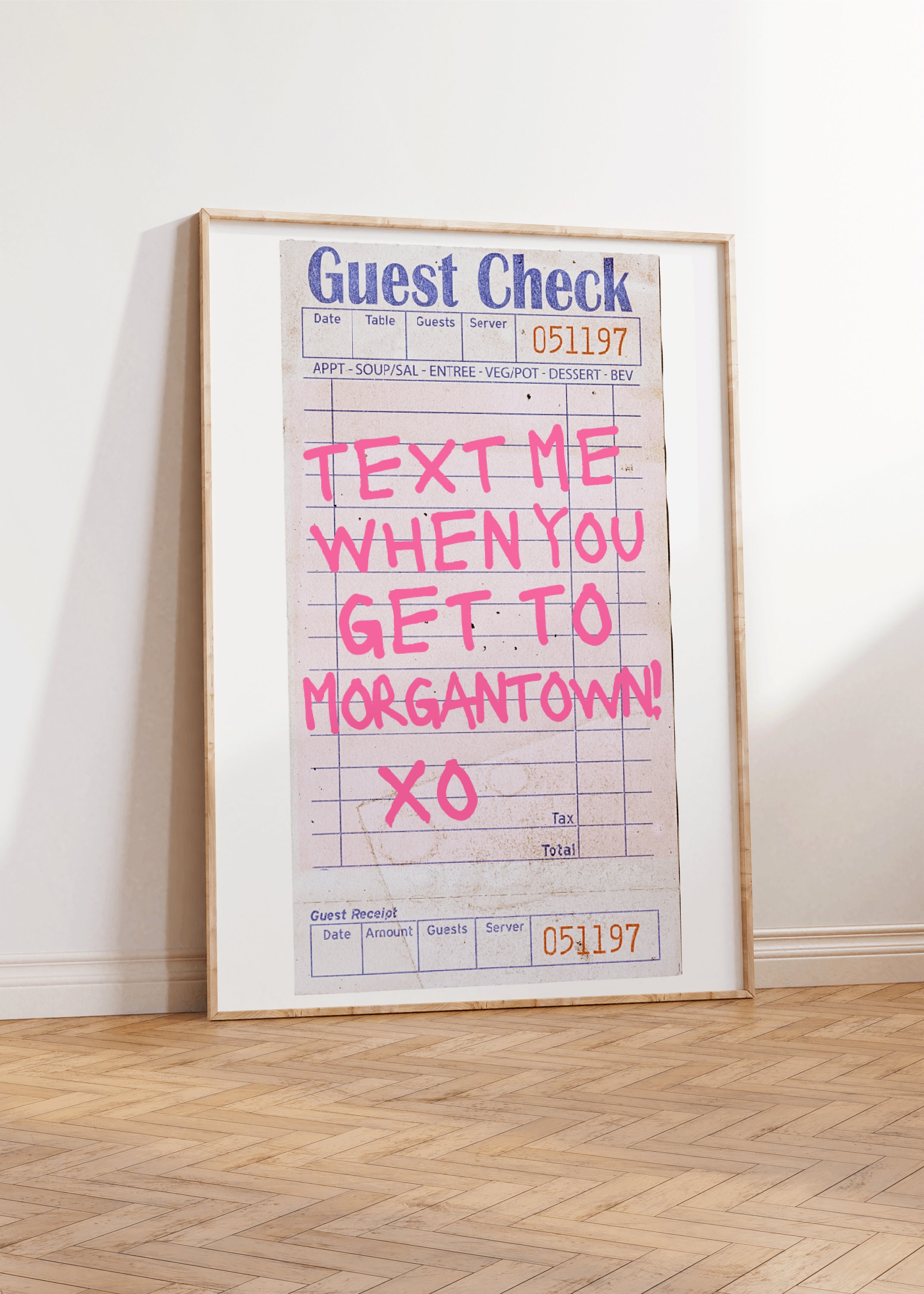 Morgantown Wall Art, West Virginia Art Print, Preppy Poster, Travel Art, Text Me When You Get To Morgantown, Custom City Guest Check Poster