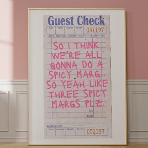 Spicy Margarita Gast Check Poster Y2K Ästhetische Bar Cart Art Maximalist Preppy Art Print Funky Bar Cart Decor Another Round Cocktail Poster