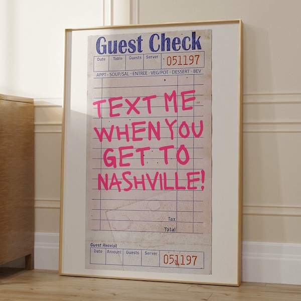 Nashville Wall Art, Retro Nashville Home Decor, Trendy Tennessee Art Print, Y2K Poster, Trendy TN Illustration, Bar Cart Art, Nashville Gift
