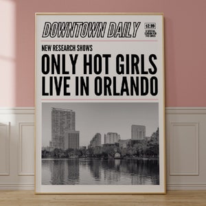 Orlando Wall Art, Retro Florida Wall Art, Trendy FL Art Print, Lake Eola Art, Y2K Wall Art, Headline Print, Greetings from Orlando Wall Art