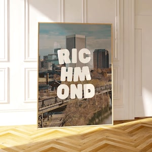 Richmond Virginia Wall Art, Richmond Skyline Poster, Virginia Travel Poster, Custom Location Print, Richmond Dorm Decor, RVA Moving Gift Art