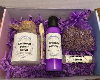Lavender Spa Gift Set | Lotion, Scrub, Sachet & Lip Balm | Mother’s Day
