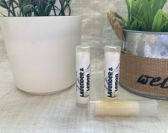 Bálsamo labial de lavanda y limón / Bálsamo labial de cera de abeja natural / Día de la Madre