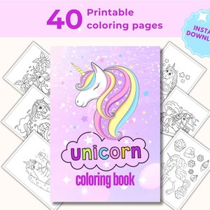 40 Unicorn Coloring Pages for Kids | Fun & Creative Unicorn Coloring Book | Perfect for Kids | Instant Download