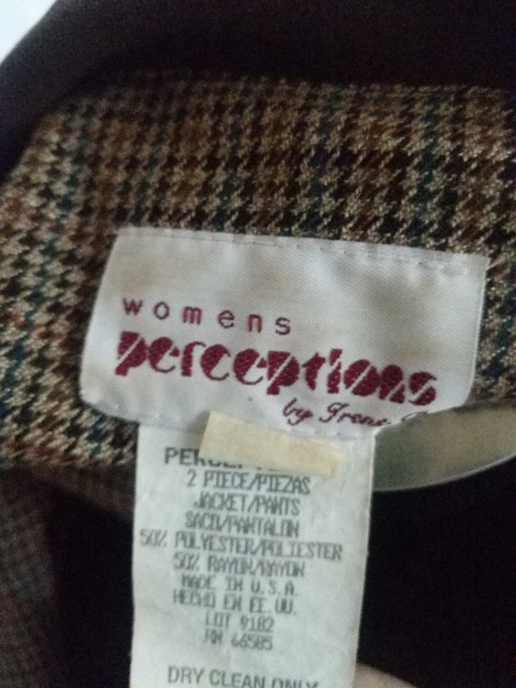 Vintage Woman's Perceptions Brown Houndstooth Coat - image 3
