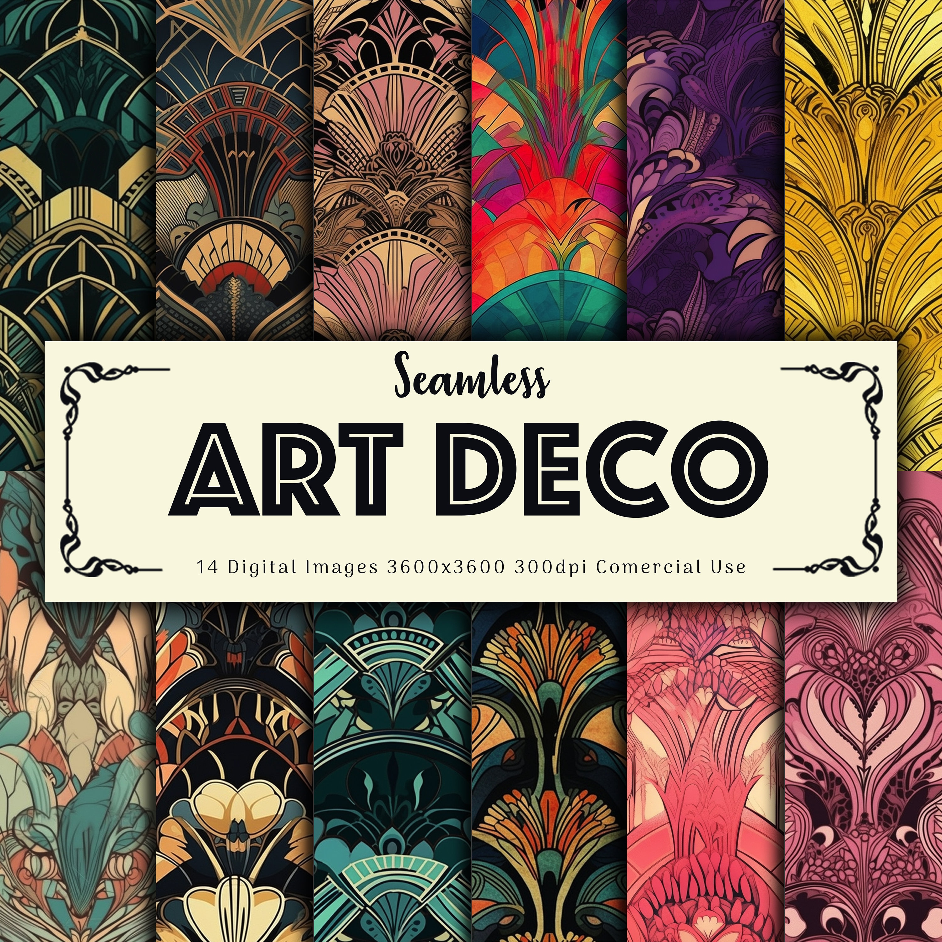 Art Deco Digital Paper, Seamless Deco Patterns With Geometric Designs ...