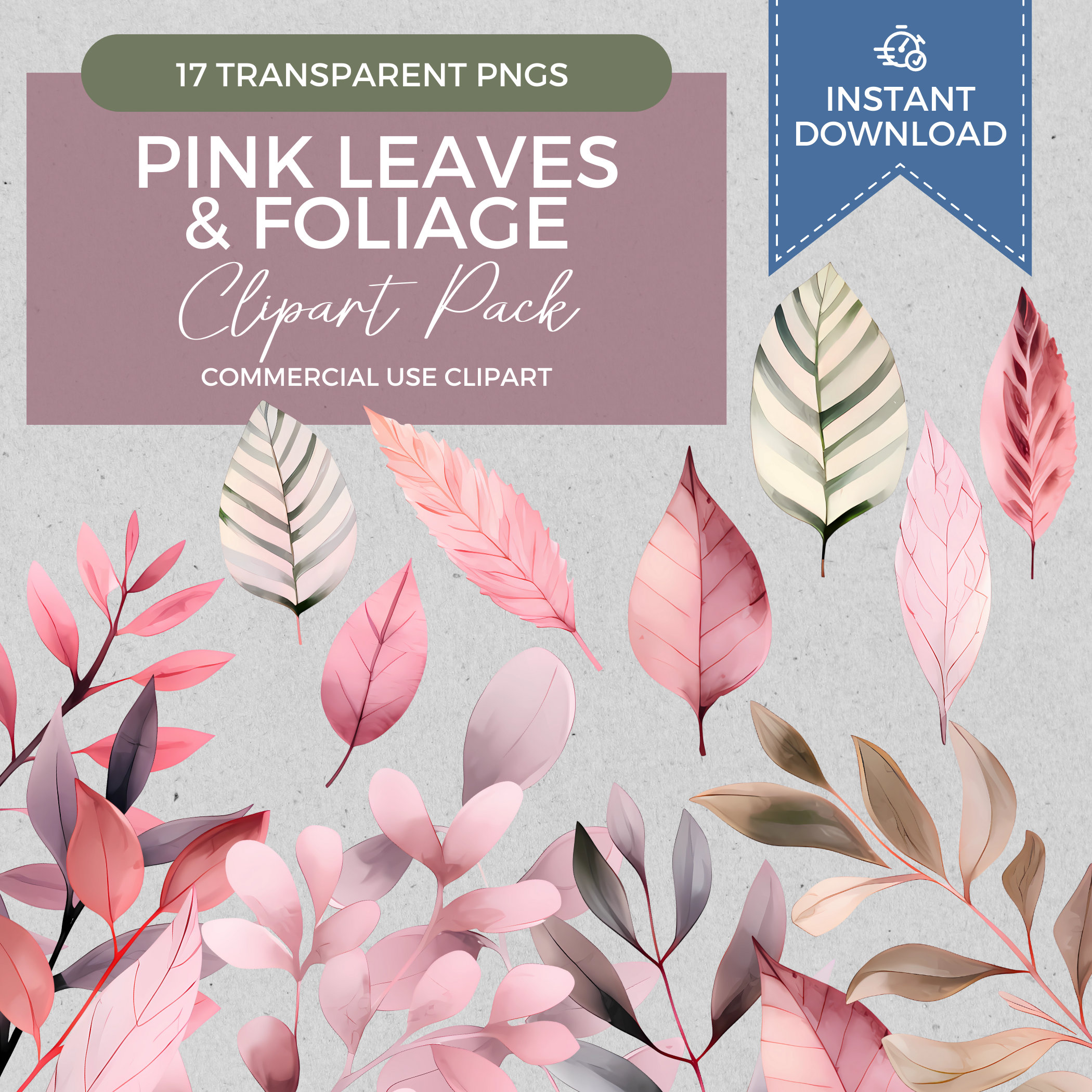 Pink Leaf Foil Paper Sheets for Crafts, Resin, Scrapbooking