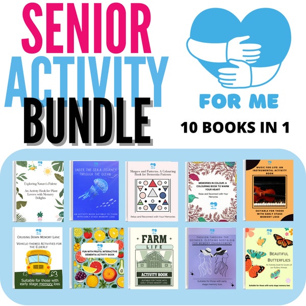 Memory Loss, Dementia Support Activity Book Bundle with Answers - 10 SPECIALIZED BOOKS! 100+ Activities! PDF, Printable, Digital Download