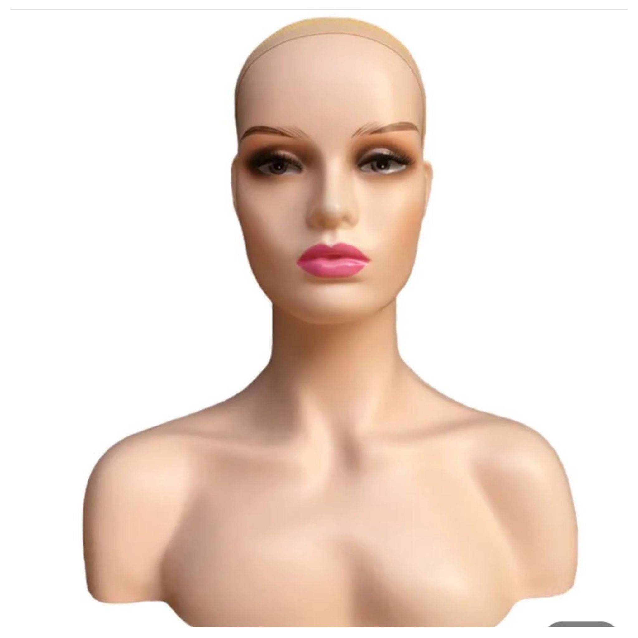 Professional Long Neck Female Realistic Mannequin Head With Shoulders 