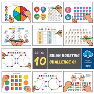 Brain Boosting Exercises for Kids, Brain Gym Worksheets, Cognitive Development, Preschool Learning, Digital Download