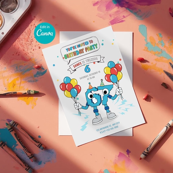 67 Brainrot Birthday Invitation: Italian, Steal A Brainrot, Editable, Canva Template