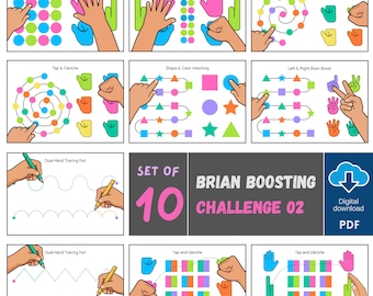 Brain Boosting Exercises for Kids, Brain Gym Worksheets, Cognitive Development, Preschool Learning, Digital Download