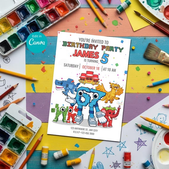 67 Brainrot Birthday Invitation: Steal A Brainrot, Italian Brainrot, Editable, Canva Template