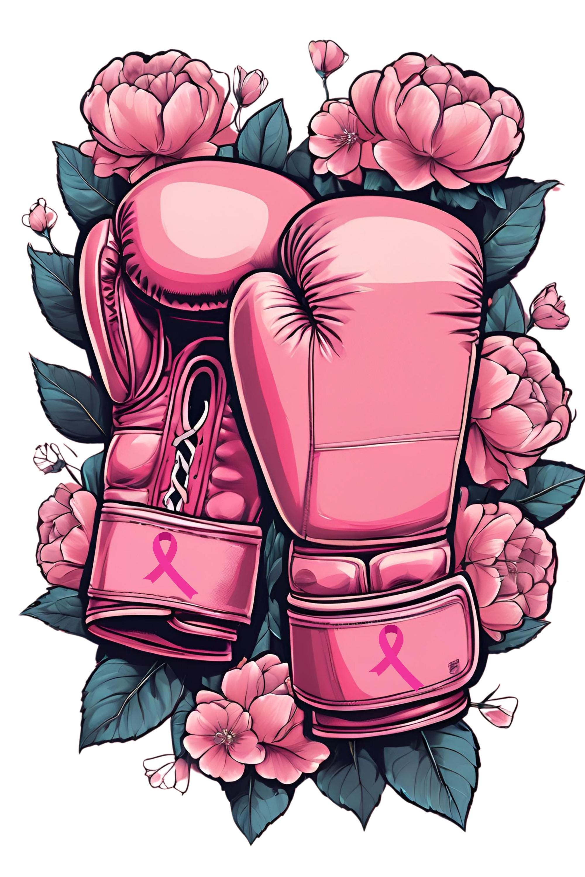Pink Ribbon Boxing Gloves - Breast Cancer Support - Fight