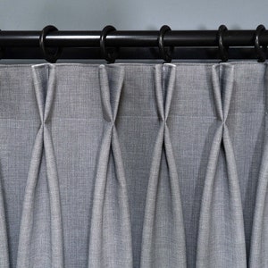 Custom Extra-Wide Linen Curtains – 32 Color Options – French Pleat Drapes for Living Room & Bedroom