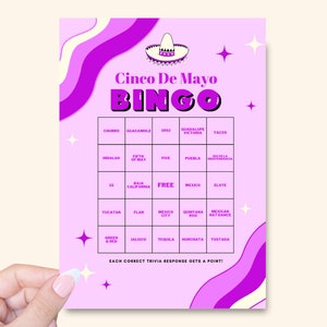 Trivia Bingo for Cinco De Mayo | Party Game for May 5th | Mexican Style Trivia Activity | Drinking Game Bingo | Easy Trivia Bingo