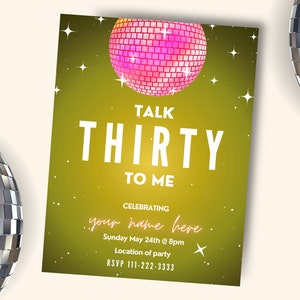 Sprechen Sie zwanzig mit mir Einladung | 30. Geburtstag Party einladen | Dirty Thirty-Thema | Frauen Meilenstein Party | Bearbeitbar, druckbar und digital