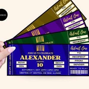 Hockey Ticket verjaardagsuitnodiging | Verrassingsspelticket | Cadeaubon | Hockey Thema Verjaardag | IJshockey BDAY | Hockeyspeler verjaardag