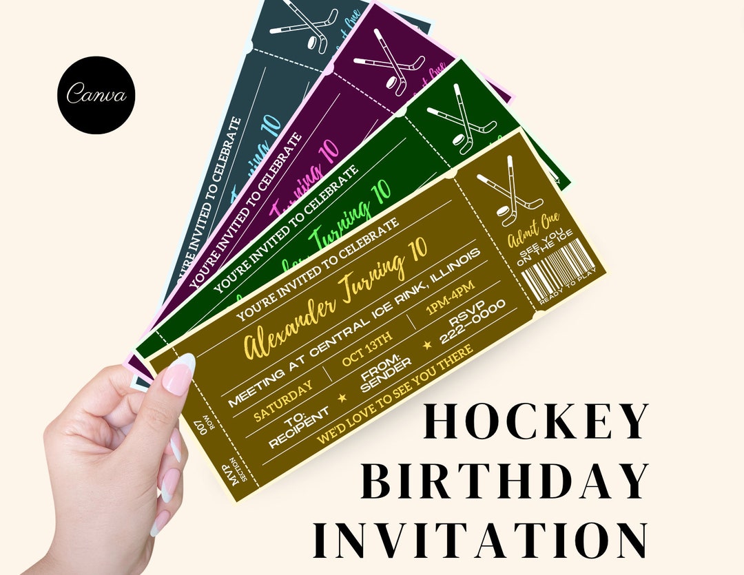 Hockey Ticket Birthday Invitation Surprise Game Ticket Gift Voucher