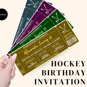 Hockey Ticket verjaardagsuitnodiging | Verrassingsspelticket | Cadeaubon | Hockey Thema Verjaardag | IJshockey BDAY | Hockeyspeler verjaardag