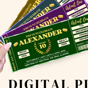 Hockey Ticket verjaardagsuitnodiging | Verrassingsspelticket | Cadeaubon | Hockey Thema Verjaardag | IJshockey BDAY | Hockeyspeler verjaardag