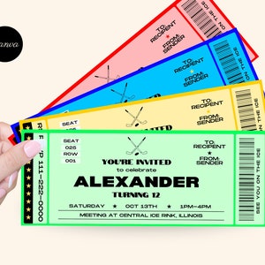 Hockey Ticket verjaardagsuitnodiging | Verrassingsspelticket | Cadeaubon | Hockey Thema Verjaardag | IJshockey BDAY | Hockeyspeler verjaardag