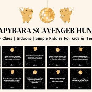 Capybara Birthday Scavenger Hunt | Kids Glow Birthday Activity | Theme Party | Capybara Themed House Hunt | 20 Clues Capybara BDAY