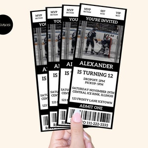 Hockey Ticket verjaardagsuitnodiging | Verrassingsspelticket | Cadeaubon | Hockey Thema Verjaardag | IJshockey BDAY | Hockeyspeler verjaardag