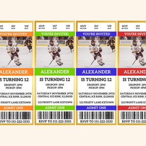 Hockey Ticket verjaardagsuitnodiging | Verrassingsspelticket | Cadeaubon | Hockey Thema Verjaardag | IJshockey BDAY | Hockeyspeler verjaardag