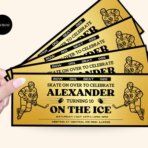 Hockey Ticket verjaardagsuitnodiging | Verrassingsspelticket | Cadeaubon | Hockey Thema Verjaardag | IJshockey BDAY | Hockeyspeler verjaardag