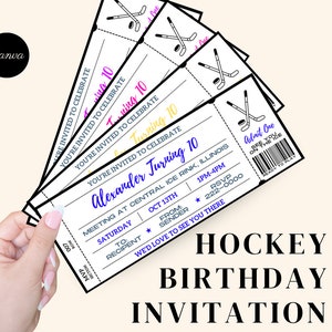 Hockey Ticket verjaardagsuitnodiging | Verrassingsspelticket | Cadeaubon | Hockey Thema Verjaardag | IJshockey BDAY | Hockeyspeler verjaardag