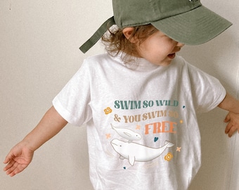 Baby Beluga Baby T-Shirt, Baby Beluga Toddler T-Shirt, Swim so Wild and you Swim so Free, Baby Beluga Theme Birthday Party, Beluga Shirt