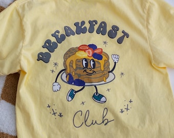 Breakfast Club Comfort Colors Tee: Retro Character Waffles Graphic Shirt for Breakfast Lovers