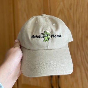 Matcha Latte Embroidered Dad Hat, Green Tea Baseball Cap, Green Matcha Gift, Food Hat, Barista Hat, Gift for Matcha Lover, Retro Matcha