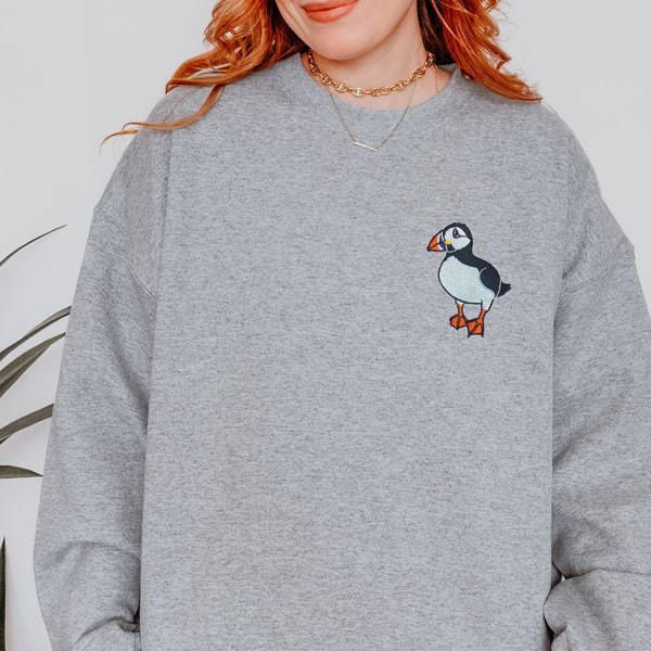 Embroidered Puffin Gildan Pullover Sweatshirt, Puffin Sweatshirts, Puffin Crewneck, Iceland Shirts, Gift for Puffin Lovers, Puffin Shirts
