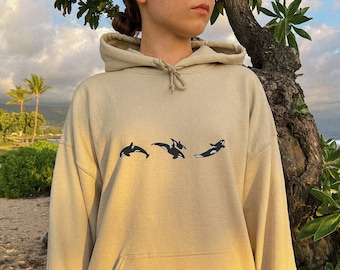 Embroidered Orca Whale Hoodie: Ocean Theme Sweatshirt