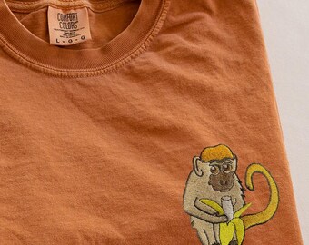 Embroidered Vervet Monkey Comfort Colors Shirt - Wildlife Tee
