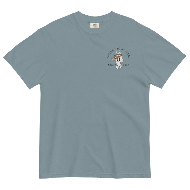Embroidered Support Your Local Coffee Shop Comfort Colors Shirt, Coffee Shirt, Coffee Oversized Tee, Coffee Addict, Coffee Lover Shirt