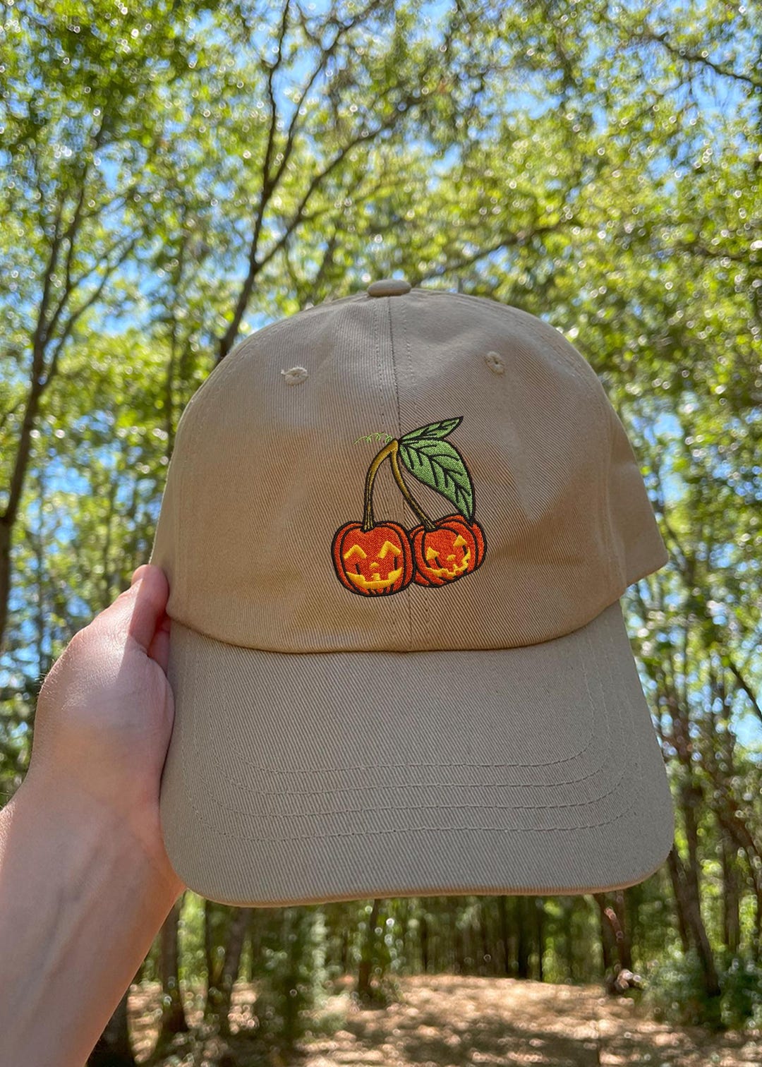 Embroidered Jack O Lantern Cherries Hat: Halloween Fall Lover Hat - Etsy