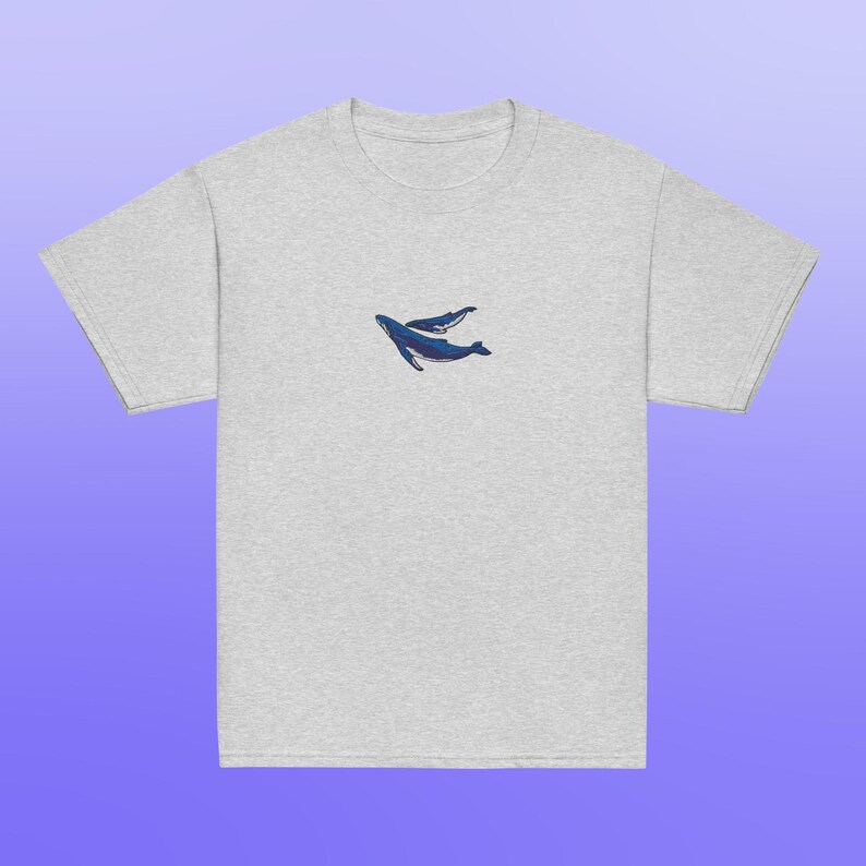 Humpback Whale Mom and Baby Gildan Youth Shirt for Ocean Lovers