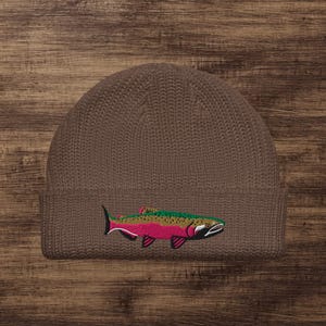 Gorro de pescador con bordado de salmón coho Walnut