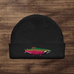 Gorro de pescador con bordado de salmón coho Black