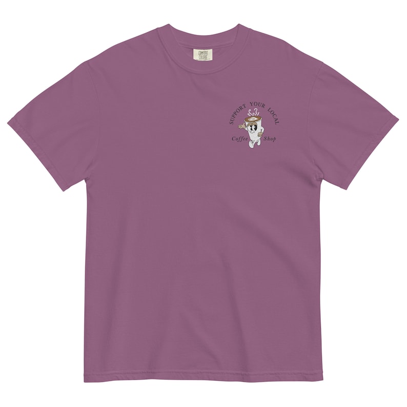 Embroidered Support Your Local Coffee Shop Comfort Colors Shirt, Coffee Shirt, Coffee Oversized Tee, Coffee Addict, Coffee Lover Shirt