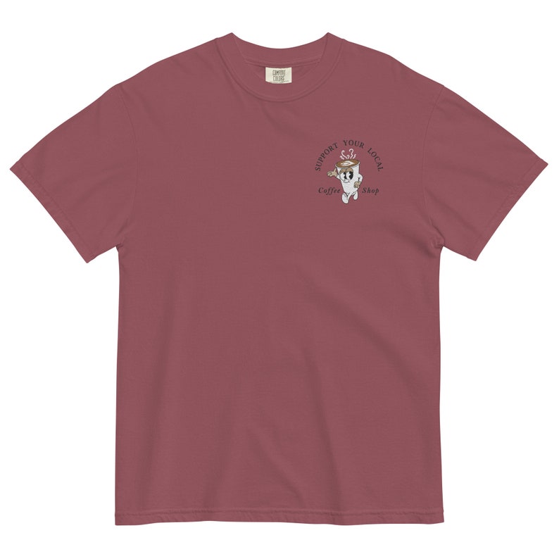 Embroidered Support Your Local Coffee Shop Comfort Colors Shirt, Coffee Shirt, Coffee Oversized Tee, Coffee Addict, Coffee Lover Shirt