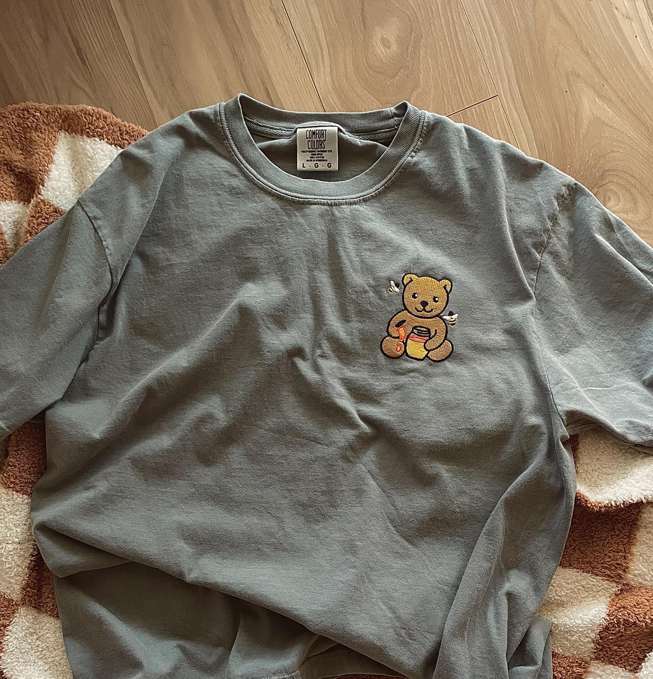 Embroidered Teddy Bear Comfort Colors Shirt: Honey Bee Design - Etsy