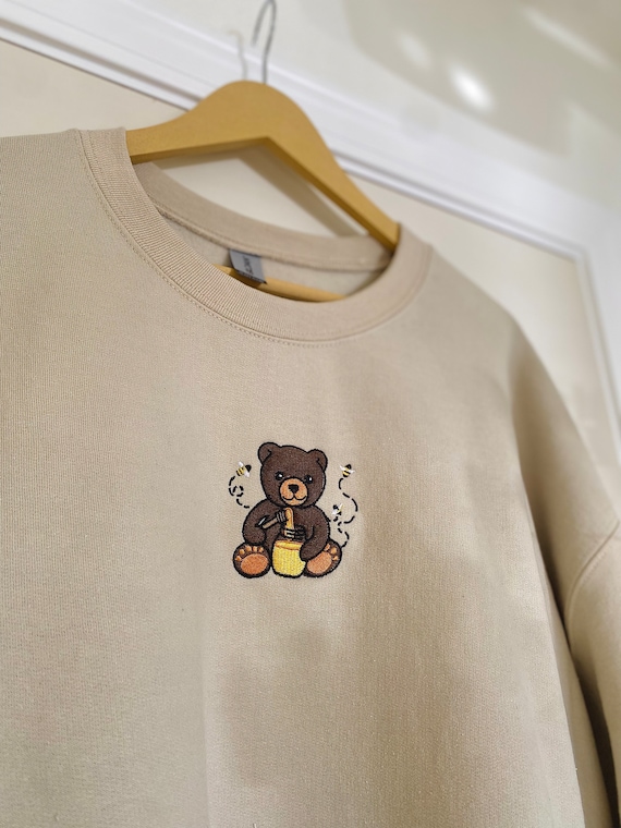 Embroidered bear sweatshirt deals
