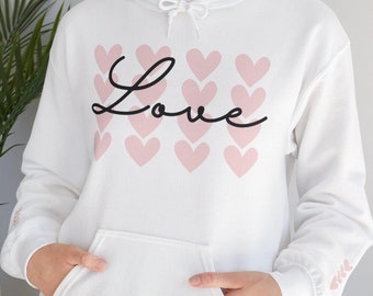 Sudadera con capucha Love & Hearts: Sudadera acogedora para San Valentín