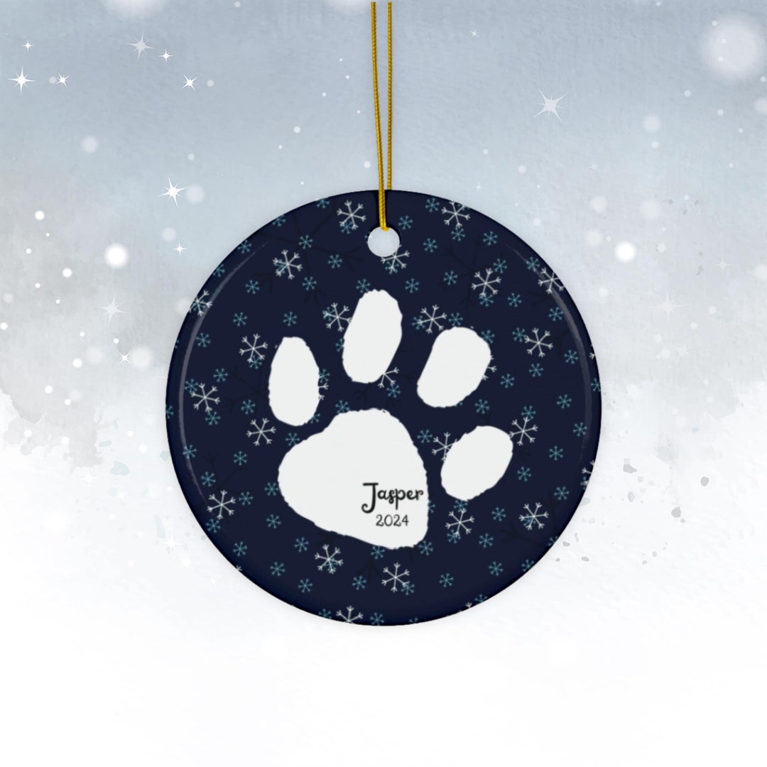Personalized Pet Paw Print Ornament: Christmas Tree Dog Memorial - Etsy