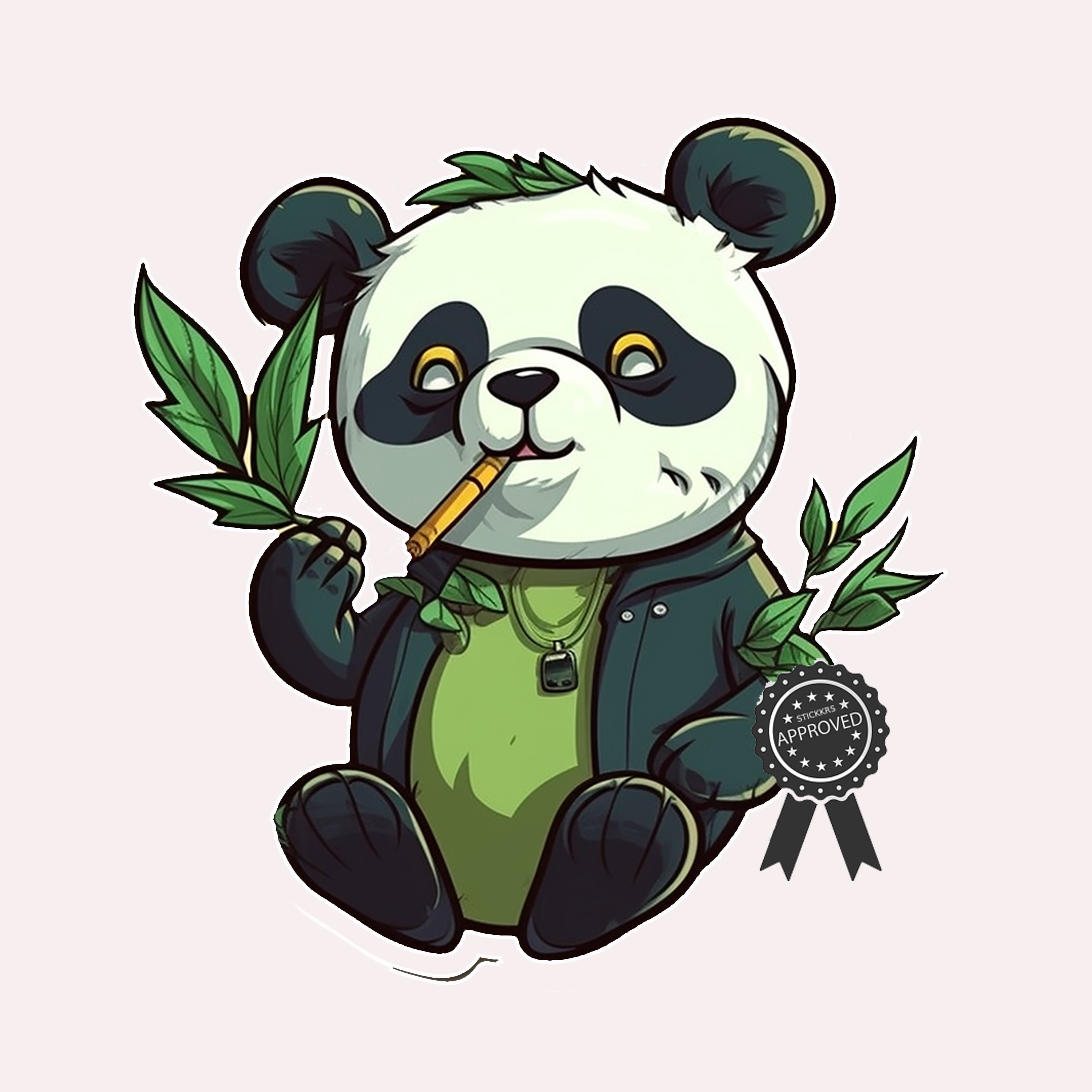 Cute Weed Smoking Panda Green Black Sticker Digital Art - Etsy Hong Kong